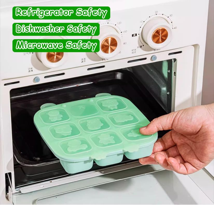 Silicone Freezer Tray with Lid, Food Storage Container for Homemade Baby Food, Vegetable, Fruit Purees, Breast Milk Feeder & Mini Nibble Combo, Breastmilk Popsicle Molds, 3 Pack (S)