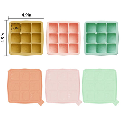 Silicone Freezer Tray with Lid, Food Storage Container for Homemade Baby Food, Vegetable, Fruit Purees, Breast Milk Feeder & Mini Nibble Combo, Breastmilk Popsicle Molds, 3 Pack (S)
