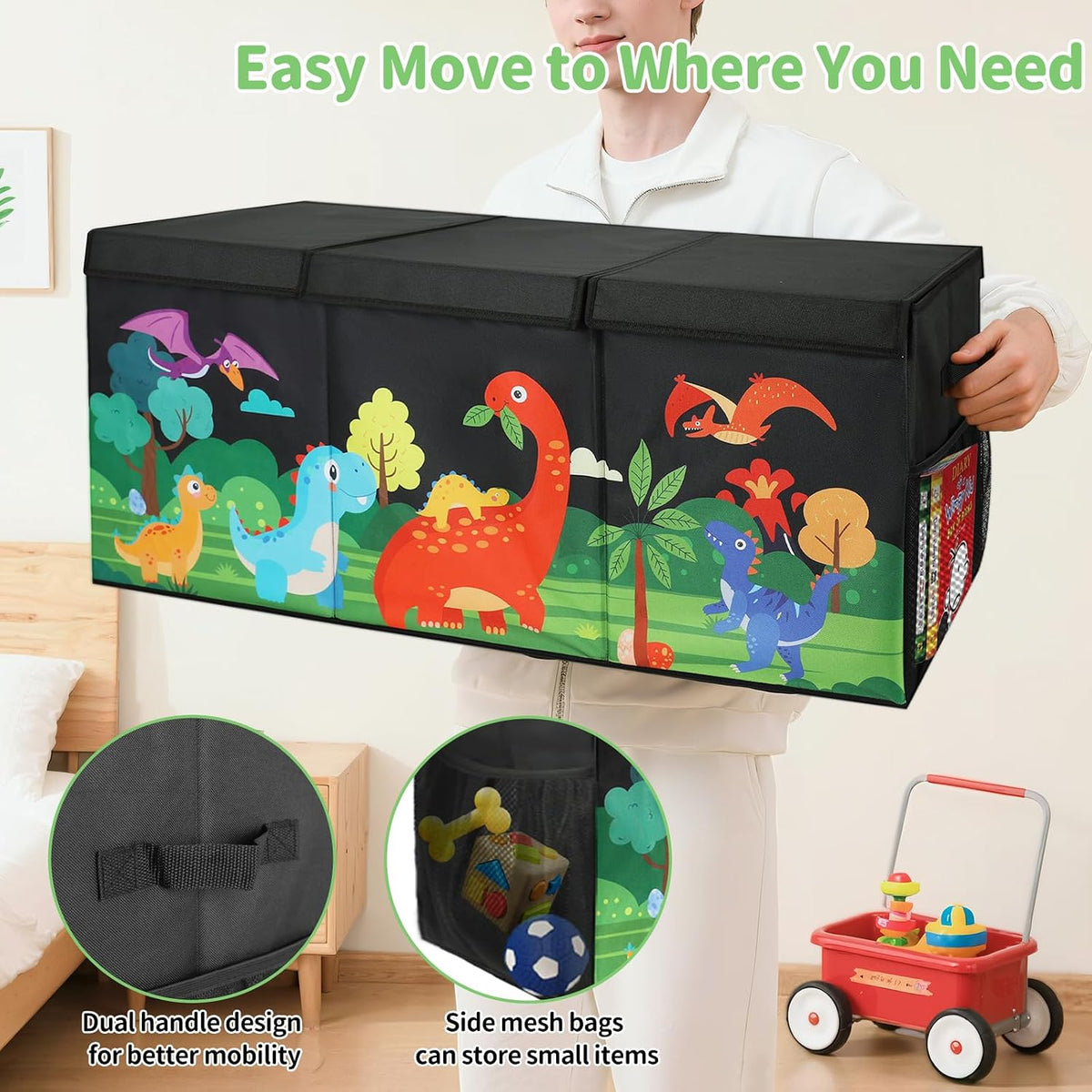 Extra Large Toy Box Chest with Lids Collapsible Storage Organizer for Kids