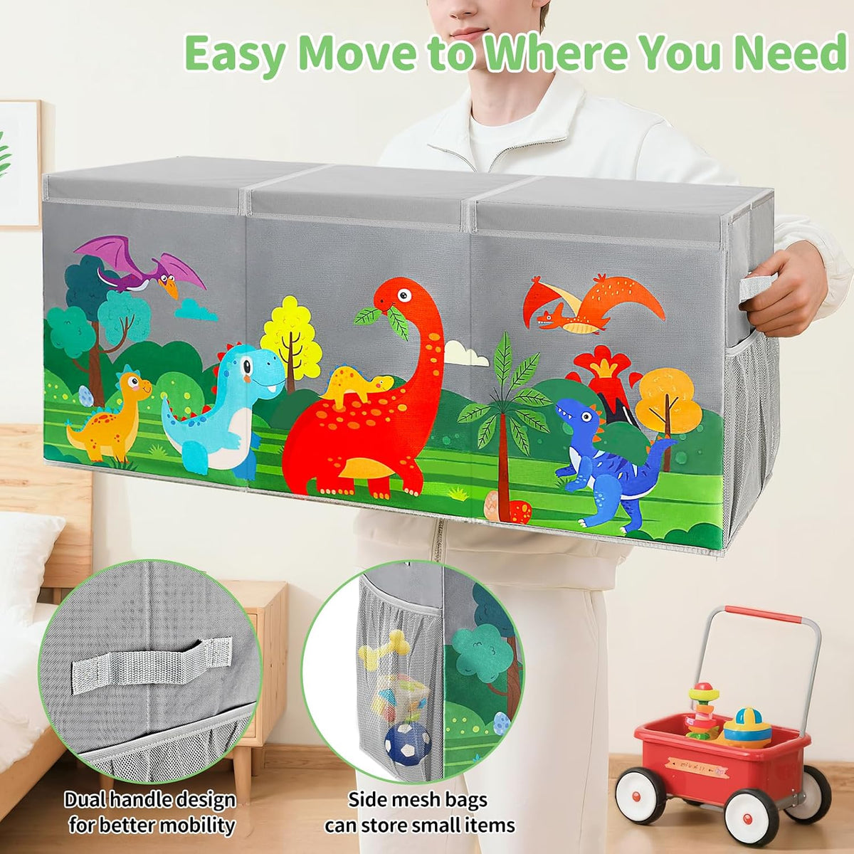 Extra Large Toy Box Chest with Lids Collapsible Storage Organizer for Kids