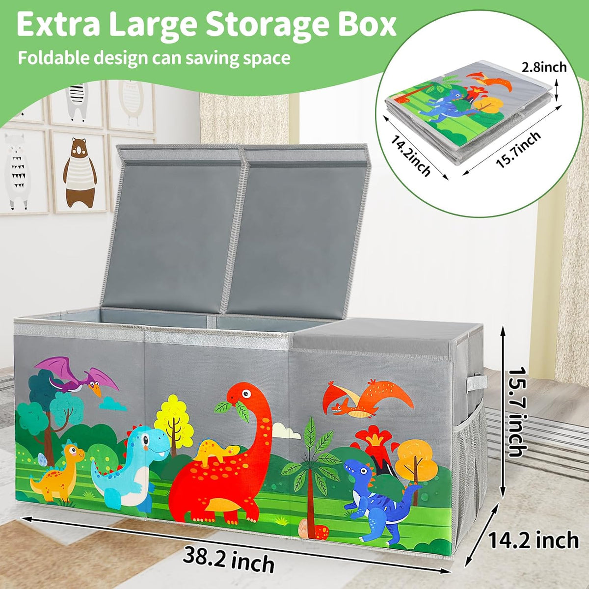 Extra Large Toy Box Chest with Lids Collapsible Storage Organizer for Kids