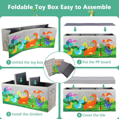Extra Large Toy Box Chest with Lids Collapsible Storage Organizer for Kids