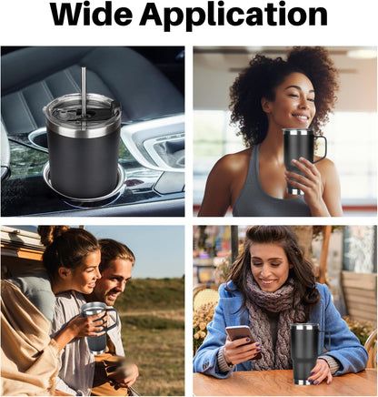 20 oz Tumbler with Handle, Stainless Steel Insulated Tumbler with Lid and Straw, Double Wall Vacuum Coffee Mug Tumbler, Insulated Coffee Thermal Cup for Cold and Hot (Black)