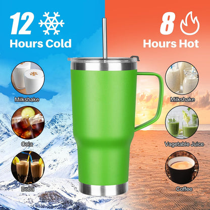 20 oz Tumbler with Handle, Stainless Steel Insulated Tumbler with Lid and Straw, Double Wall Vacuum Coffee Mug Tumbler, Insulated Coffee Thermal Cup for Cold and Hot (Black)