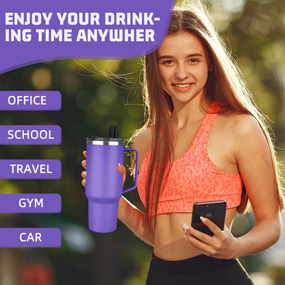 20 oz Tumbler with Handle, Stainless Steel Insulated Tumbler with Lid and Straw, Double Wall Vacuum Coffee Mug Tumbler, Insulated Coffee Thermal Cup for Cold and Hot (Black)