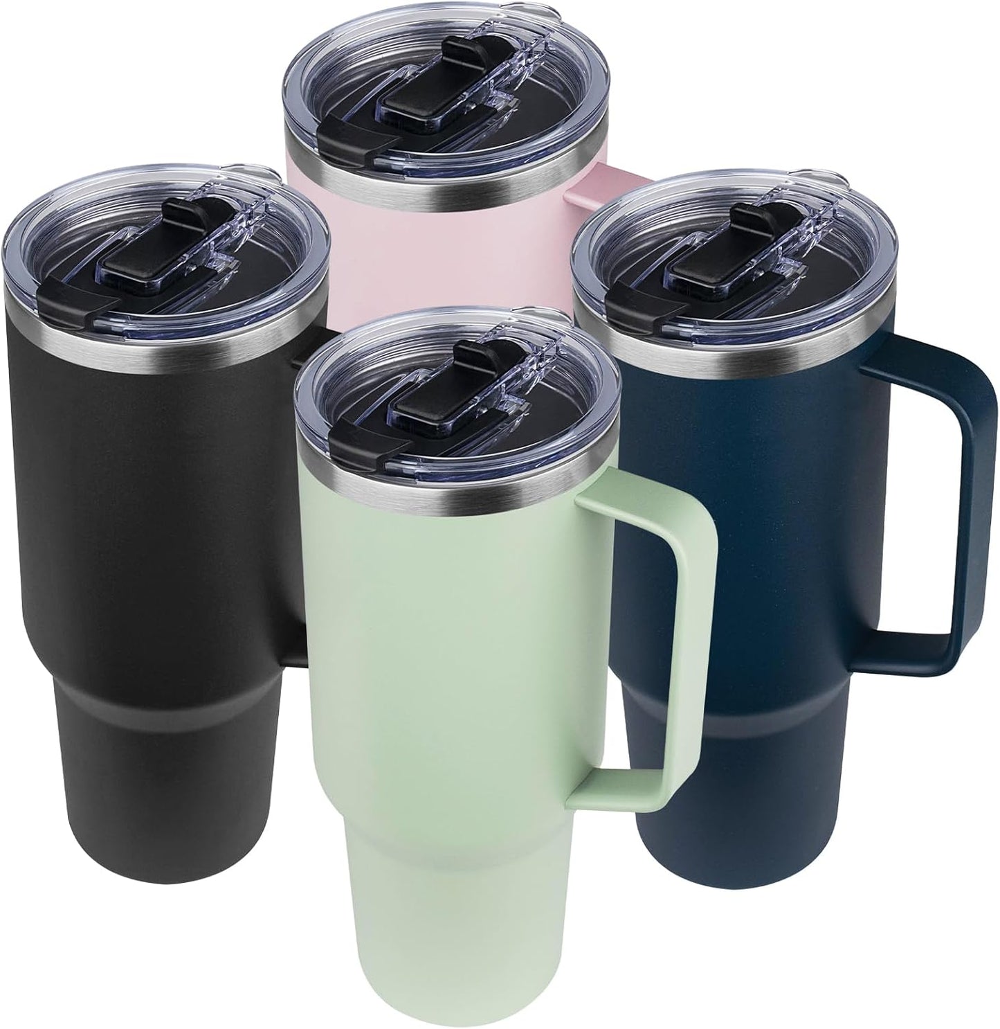 20 oz Tumbler with Handle, Stainless Steel Insulated Tumbler with Lid and Straw, Double Wall Vacuum Coffee Mug Tumbler, Insulated Coffee Thermal Cup for Cold and Hot (Black)