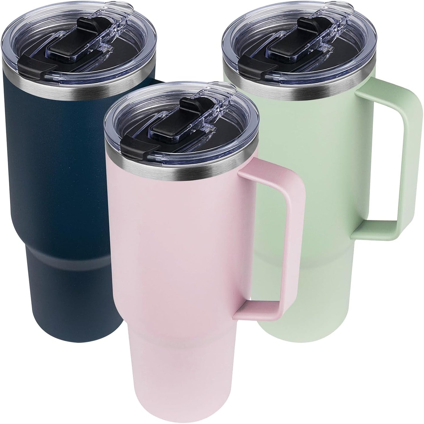 20 oz Tumbler with Handle, Stainless Steel Insulated Tumbler with Lid and Straw, Double Wall Vacuum Coffee Mug Tumbler, Insulated Coffee Thermal Cup for Cold and Hot (Black)
