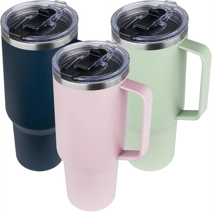 20 oz Tumbler with Handle, Stainless Steel Insulated Tumbler with Lid and Straw, Double Wall Vacuum Coffee Mug Tumbler, Insulated Coffee Thermal Cup for Cold and Hot (Black)