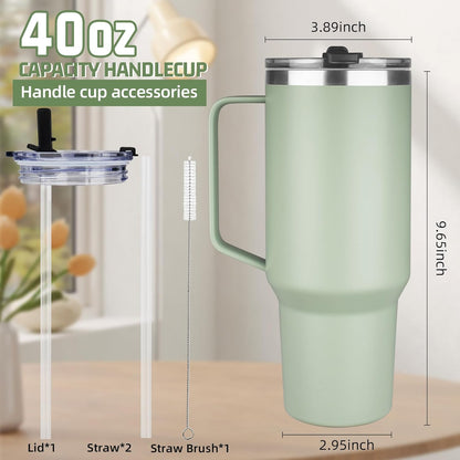 20 oz Tumbler with Handle, Stainless Steel Insulated Tumbler with Lid and Straw, Double Wall Vacuum Coffee Mug Tumbler, Insulated Coffee Thermal Cup for Cold and Hot (Black)