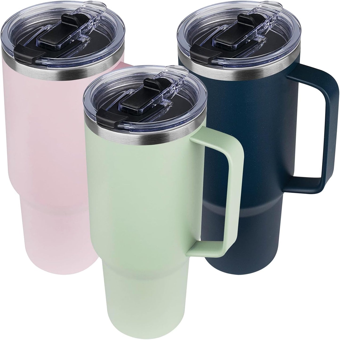 20 oz Tumbler with Handle, Stainless Steel Insulated Tumbler with Lid and Straw, Double Wall Vacuum Coffee Mug Tumbler, Insulated Coffee Thermal Cup for Cold and Hot (Black)