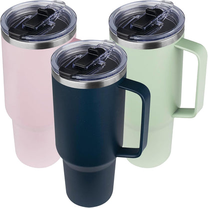 20 oz Tumbler with Handle, Stainless Steel Insulated Tumbler with Lid and Straw, Double Wall Vacuum Coffee Mug Tumbler, Insulated Coffee Thermal Cup for Cold and Hot (Black)