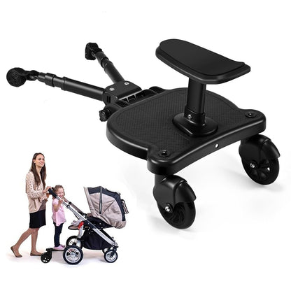 Universal Stroller Board with Detachable Seat, Buggy Board Compatible with Most (Not All) Strollers, Please Check Compatibility Before Purchase, Supports Up to 55 lbs (Black)
