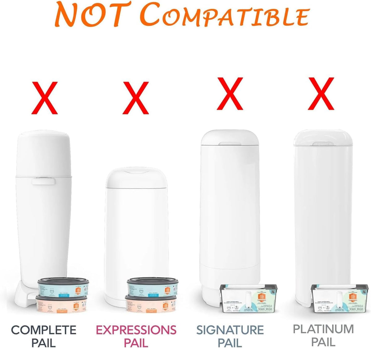 Diaper Pail Refill Bags Compatible with Diaper Genie Select Pail, Compact Pail,Square Pails Diaper Pails Refills - Pack of 9
