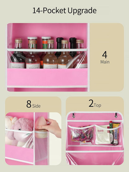 7 Tier Over the Door Organizer, Large Capacity Door Organizer Hanging with Clear PVC Windows, Behind the Door Storage for Bedroom Nursery Closet Laundry Pantry Bathroom, Grey
