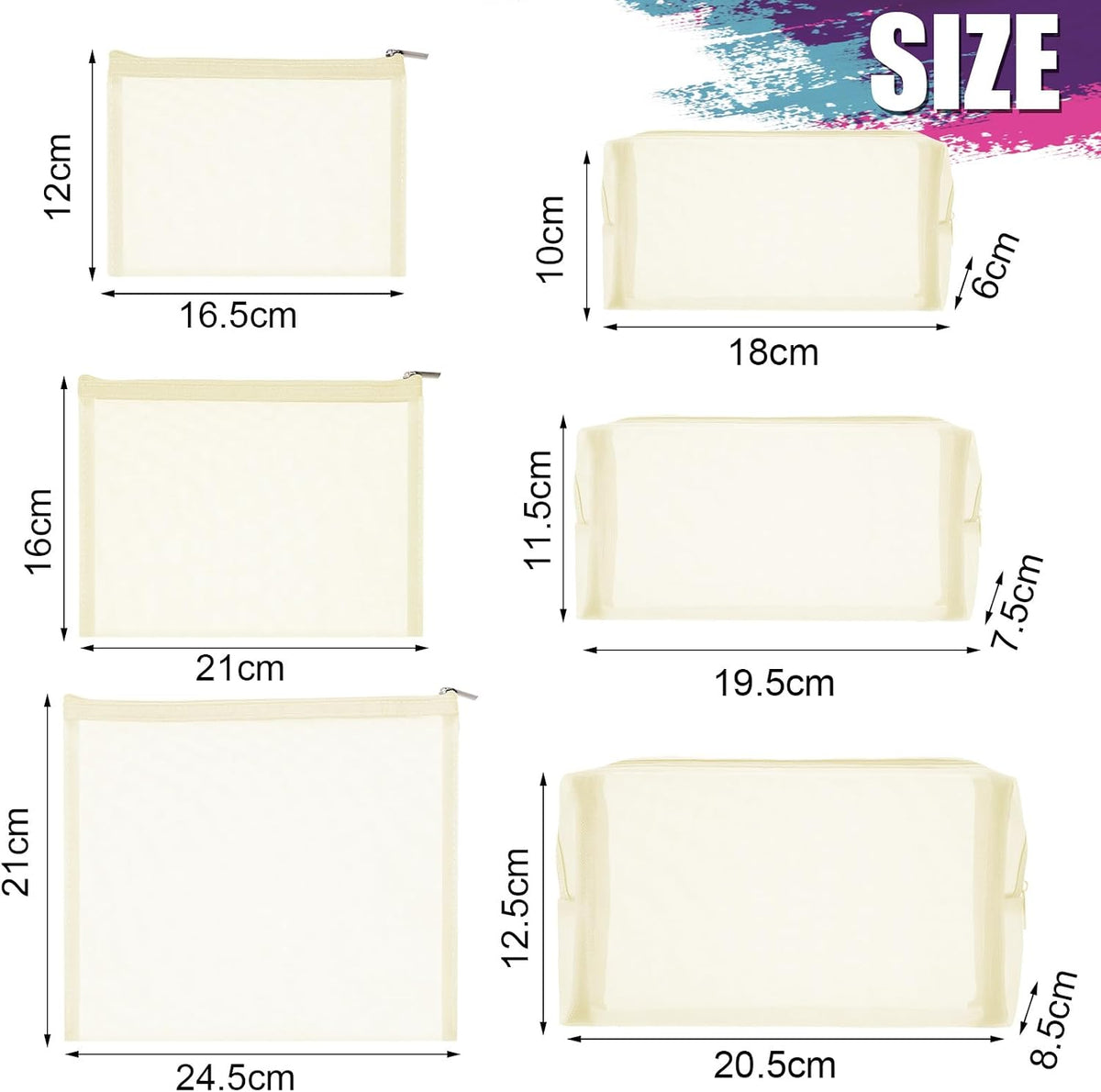 6 Mesh Zipper Travel