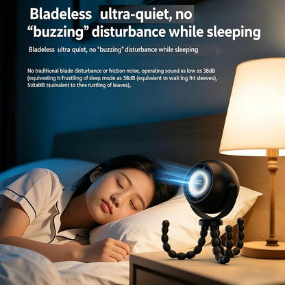360 Degree Adjustable Flexible Tripod Fan with Display Panel and Soft Night Light for Infant Carriage and Outdoor Use