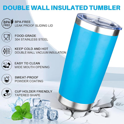 20oz Tumbler with Lid Double Wall Vacuum Insulated Travel Coffee Mug Stainless Steel Thermal Cup Powder Coated Sturdy Coffee Tumbler Bulk for Hot and Cold Beverages (Green-Teal-Orange-Yellow,4)