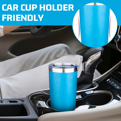 20oz Tumbler with Lid Double Wall Vacuum Insulated Travel Coffee Mug Stainless Steel Thermal Cup Powder Coated Sturdy Coffee Tumbler Bulk for Hot and Cold Beverages (Green-Teal-Orange-Yellow,4)