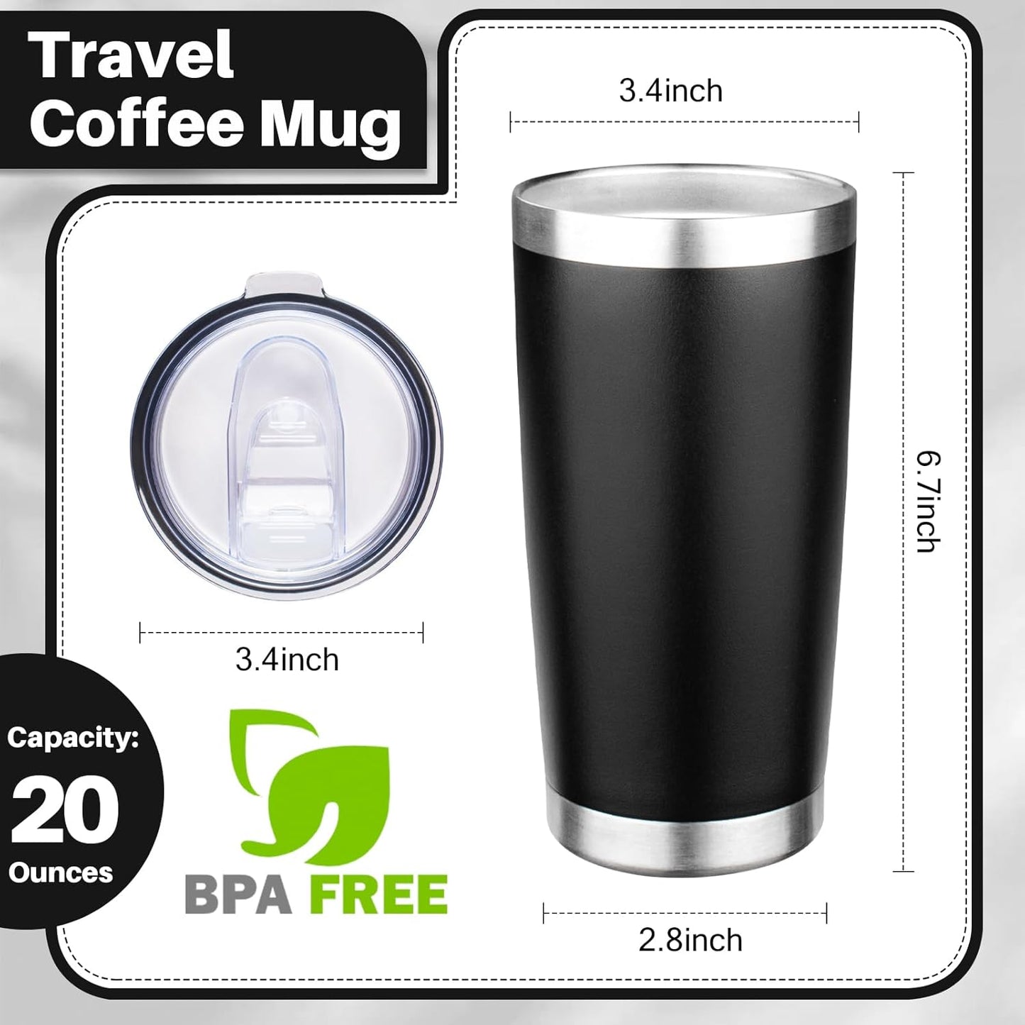 20oz Tumbler with Lid Double Wall Vacuum Insulated Travel Coffee Mug Stainless Steel Thermal Cup Powder Coated Sturdy Coffee Tumbler Bulk for Hot and Cold Beverages (Green-Teal-Orange-Yellow,4)