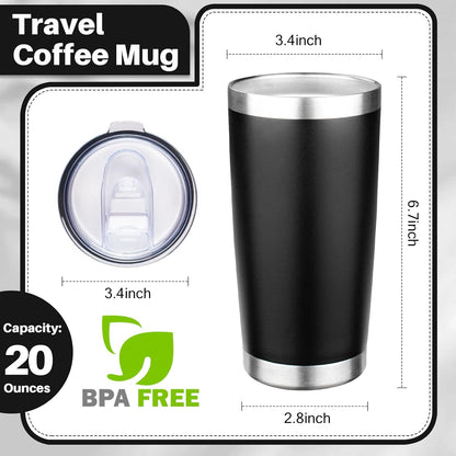 20oz Tumbler with Lid Double Wall Vacuum Insulated Travel Coffee Mug Stainless Steel Thermal Cup Powder Coated Sturdy Coffee Tumbler Bulk for Hot and Cold Beverages (Green-Teal-Orange-Yellow,4)