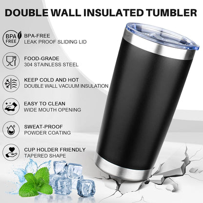 20oz Tumbler with Lid Double Wall Vacuum Insulated Travel Coffee Mug Stainless Steel Thermal Cup Powder Coated Sturdy Coffee Tumbler Bulk for Hot and Cold Beverages (Green-Teal-Orange-Yellow,4)