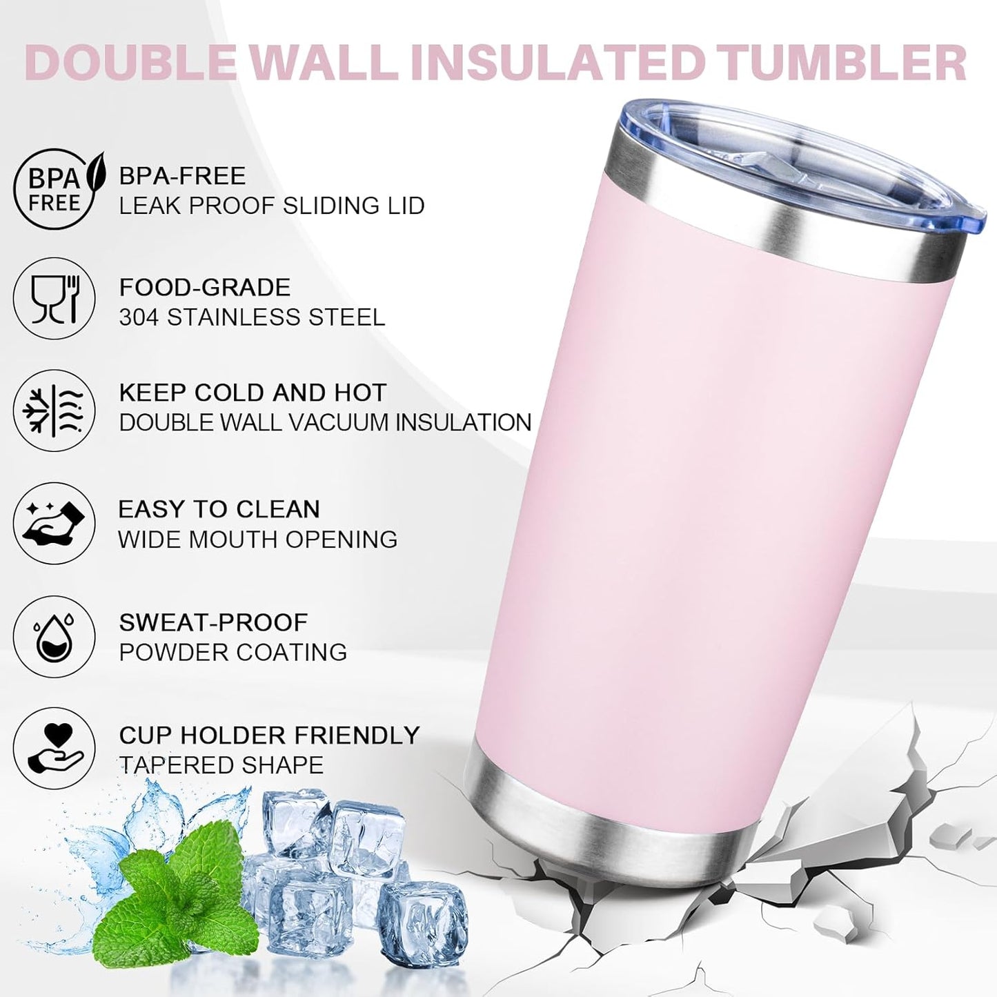 20oz Tumbler with Lid Double Wall Vacuum Insulated Travel Coffee Mug Stainless Steel Thermal Cup Powder Coated Sturdy Coffee Tumbler Bulk for Hot and Cold Beverages (Green-Teal-Orange-Yellow,4)