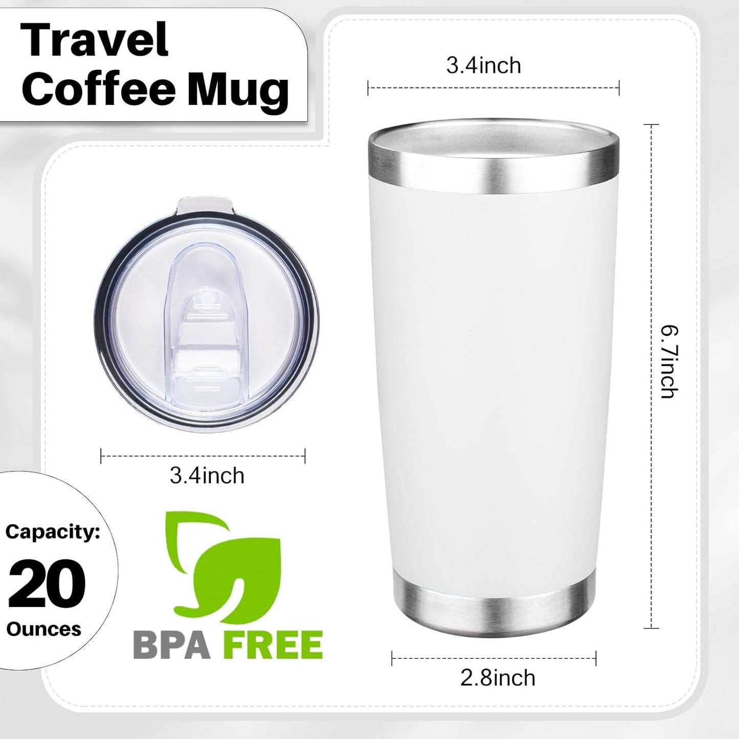 20oz Tumbler with Lid Double Wall Vacuum Insulated Travel Coffee Mug Stainless Steel Thermal Cup Powder Coated Sturdy Coffee Tumbler Bulk for Hot and Cold Beverages (Green-Teal-Orange-Yellow,4)