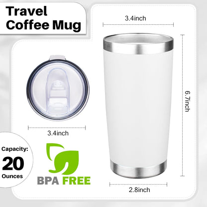 20oz Tumbler with Lid Double Wall Vacuum Insulated Travel Coffee Mug Stainless Steel Thermal Cup Powder Coated Sturdy Coffee Tumbler Bulk for Hot and Cold Beverages (Green-Teal-Orange-Yellow,4)