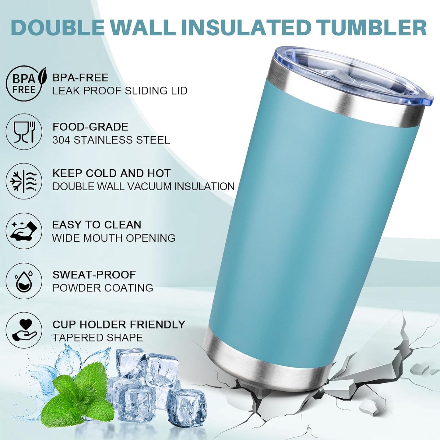 20oz Tumbler with Lid Double Wall Vacuum Insulated Travel Coffee Mug Stainless Steel Thermal Cup Powder Coated Sturdy Coffee Tumbler Bulk for Hot and Cold Beverages (Green-Teal-Orange-Yellow,4)