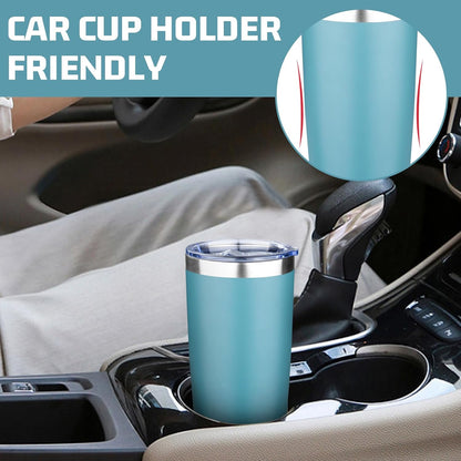 20oz Tumbler with Lid Double Wall Vacuum Insulated Travel Coffee Mug Stainless Steel Thermal Cup Powder Coated Sturdy Coffee Tumbler Bulk for Hot and Cold Beverages (Green-Teal-Orange-Yellow,4)