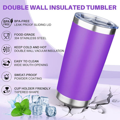20oz Tumbler with Lid Double Wall Vacuum Insulated Travel Coffee Mug Stainless Steel Thermal Cup Powder Coated Sturdy Coffee Tumbler Bulk for Hot and Cold Beverages (Green-Teal-Orange-Yellow,4)