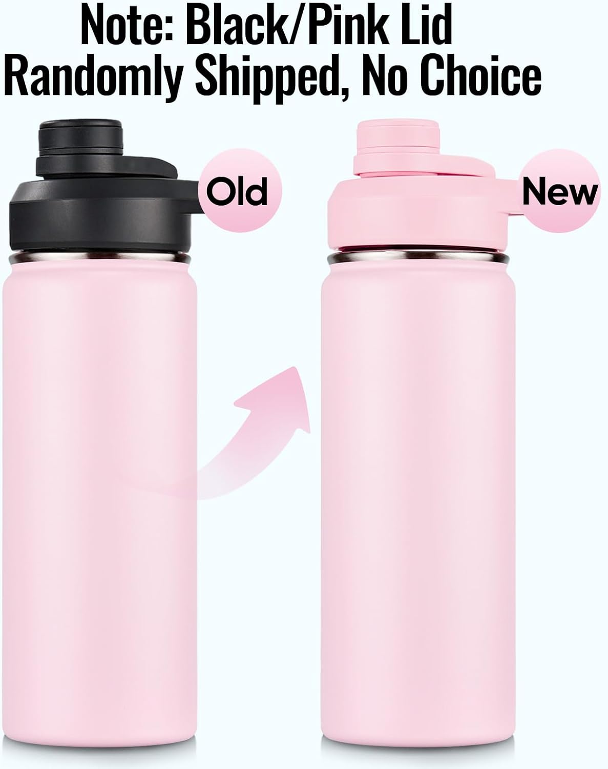 Insulated Water Bottle with Handle, 304 Stainless Steel Water Bottles with Wide Mouth, Double Wall Vacuum Sports Water Bottle, BPA Free, Keep Cold and Hot, 18 Ounces, Black/Gray