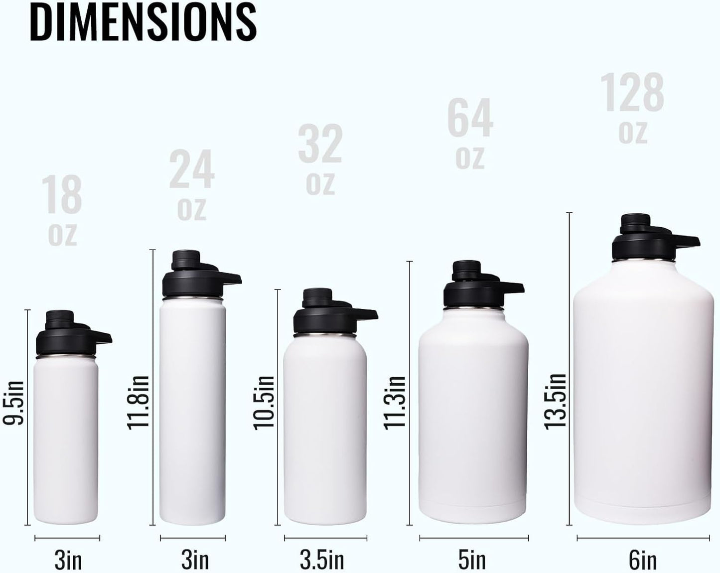 Insulated Water Bottle with Handle, 304 Stainless Steel Water Bottles with Wide Mouth, Double Wall Vacuum Sports Water Bottle, BPA Free, Keep Cold and Hot, 18 Ounces, Black/Gray