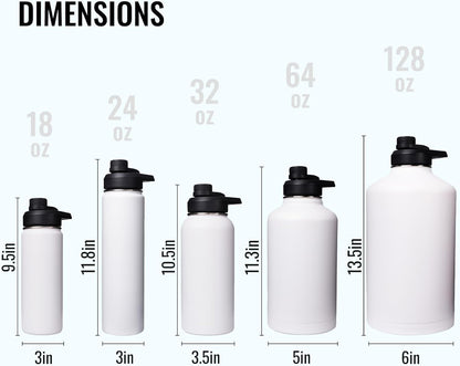 Insulated Water Bottle with Handle, 304 Stainless Steel Water Bottles with Wide Mouth, Double Wall Vacuum Sports Water Bottle, BPA Free, Keep Cold and Hot, 18 Ounces, Black/Gray