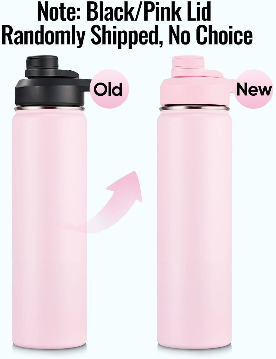 Insulated Water Bottle with Handle, 304 Stainless Steel Water Bottles with Wide Mouth, Double Wall Vacuum Sports Water Bottle, BPA Free, Keep Cold and Hot, 18 Ounces, Black/Gray