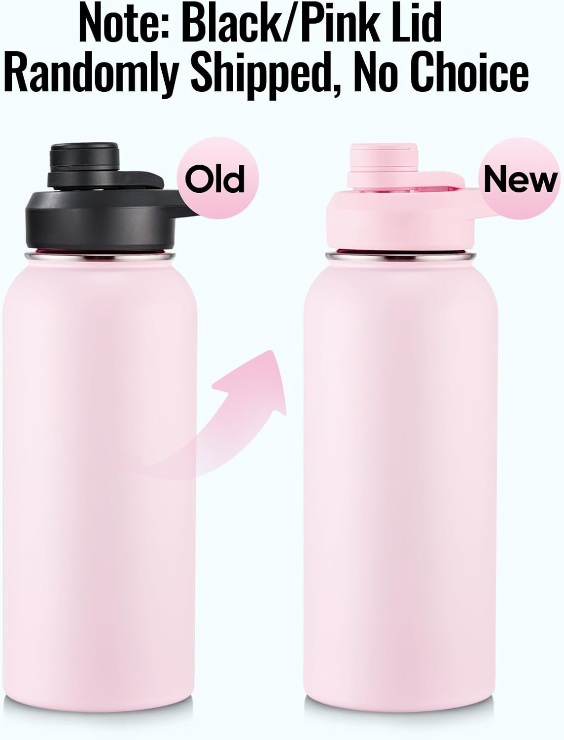 Insulated Water Bottle with Handle, 304 Stainless Steel Water Bottles with Wide Mouth, Double Wall Vacuum Sports Water Bottle, BPA Free, Keep Cold and Hot, 18 Ounces, Black/Gray
