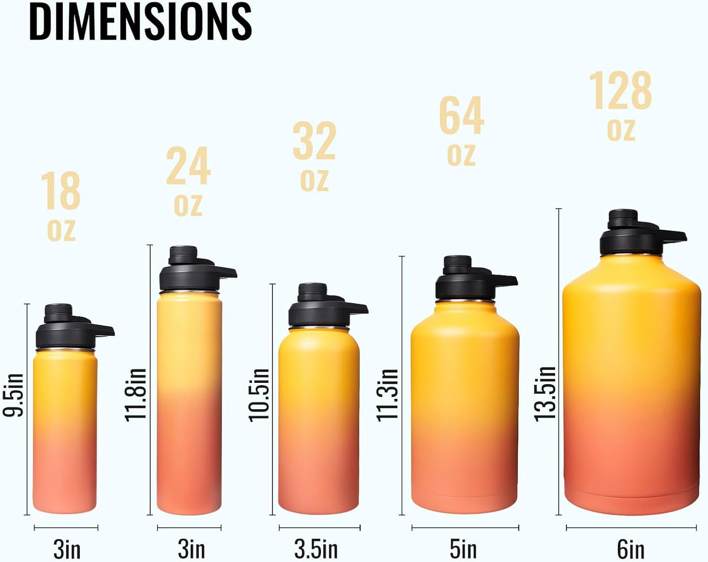 Insulated Water Bottle with Handle, 304 Stainless Steel Water Bottles with Wide Mouth, Double Wall Vacuum Sports Water Bottle, BPA Free, Keep Cold and Hot, 18 Ounces, Black/Gray