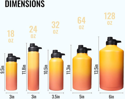 Insulated Water Bottle with Handle, 304 Stainless Steel Water Bottles with Wide Mouth, Double Wall Vacuum Sports Water Bottle, BPA Free, Keep Cold and Hot, 18 Ounces, Black/Gray