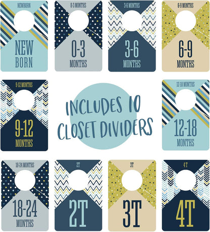 Baby Boy Closet Clothing Dividers/Closet Organizer for Baby Clothes Newborn to 4T / 4" x 6" Boy Nursery Clothes Size Dividers
