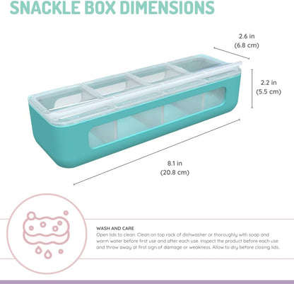 Snackle Box | 4-Compartment Snack Container with Individual Lids, BPA-Free Food Storage for Travel, School & On-the-Go Snacks, Kids & Family Organizer (Blue)