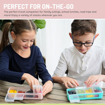 Snackle Box | 4-Compartment Snack Container with Individual Lids, BPA-Free Food Storage for Travel, School & On-the-Go Snacks, Kids & Family Organizer (Blue)