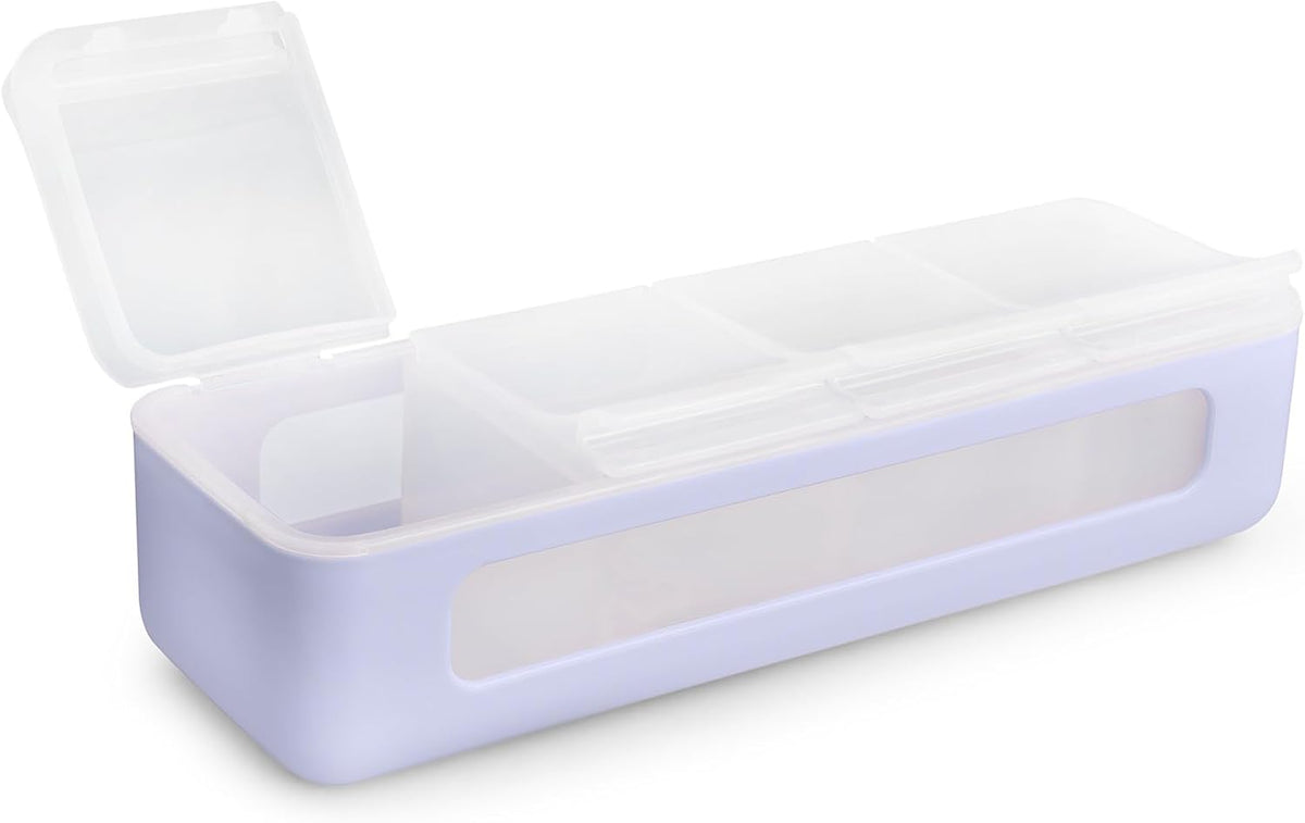 Snackle Box | 4-Compartment Snack Container with Individual Lids, BPA-Free Food Storage for Travel, School & On-the-Go Snacks, Kids & Family Organizer (Blue)