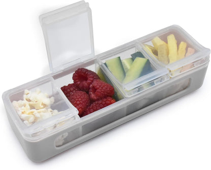 Snackle Box | 4-Compartment Snack Container with Individual Lids, BPA-Free Food Storage for Travel, School & On-the-Go Snacks, Kids & Family Organizer (Blue)