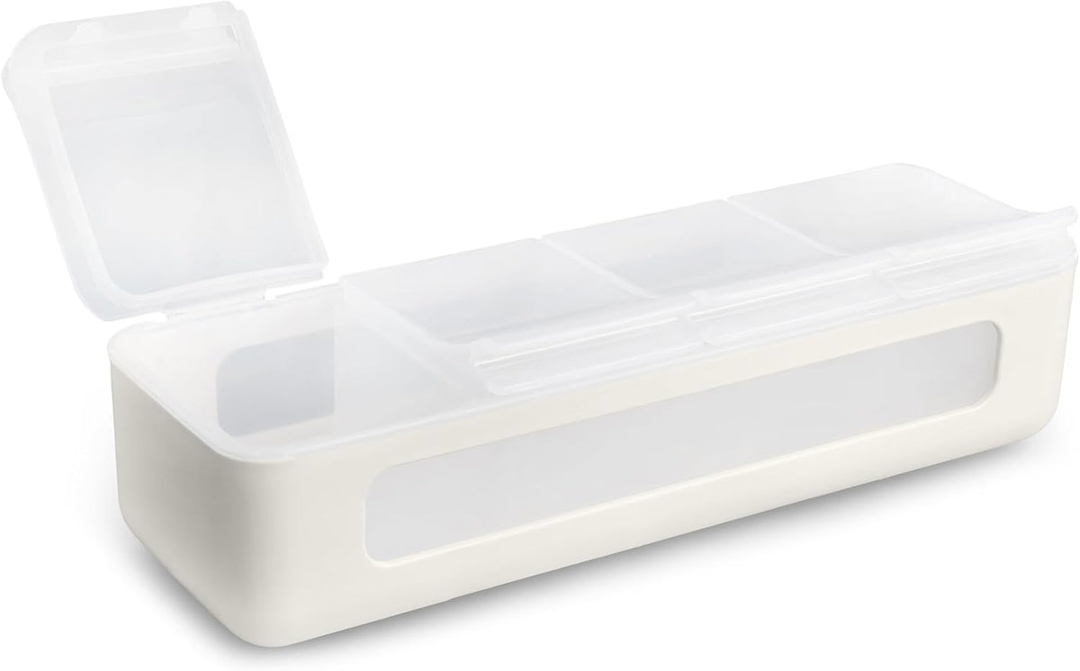 Snackle Box | 4-Compartment Snack Container with Individual Lids, BPA-Free Food Storage for Travel, School & On-the-Go Snacks, Kids & Family Organizer (Blue)