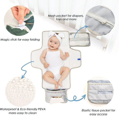 Portable Diaper Changing Pad Waterproof Foldable Travel Changing Mat with Built-in Pillow for Newborn Girls Boys Toddlers Moms Dads Parents Cherry Blossom - Colors B