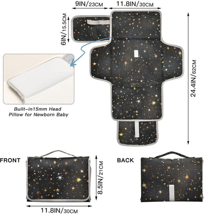 Portable Diaper Changing Pad Waterproof Foldable Travel Changing Mat with Built-in Pillow for Newborn Girls Boys Toddlers Moms Dads Parents Cherry Blossom - Colors B