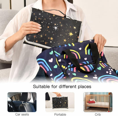Portable Diaper Changing Pad Waterproof Foldable Travel Changing Mat with Built-in Pillow for Newborn Girls Boys Toddlers Moms Dads Parents Cherry Blossom - Colors B