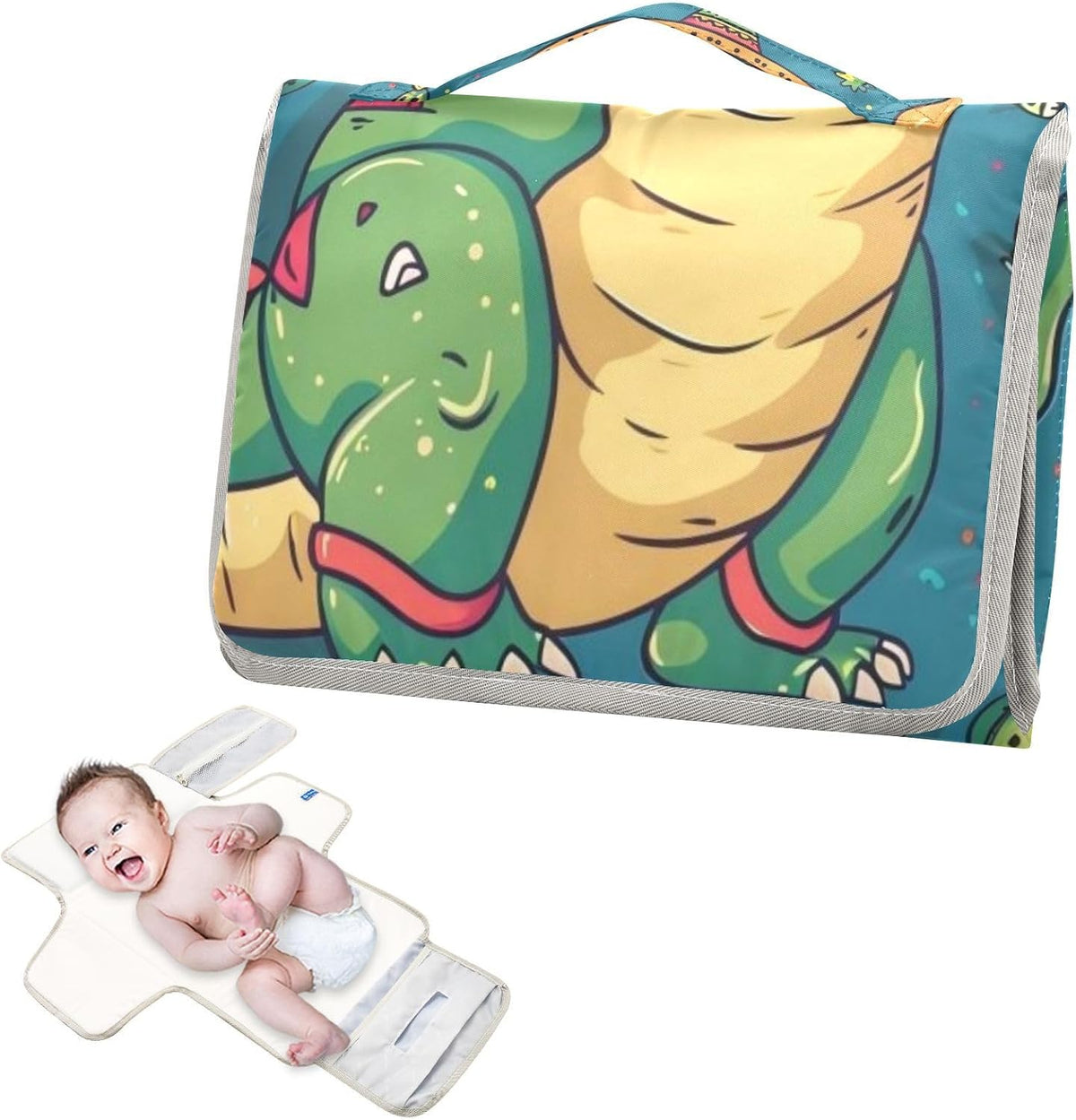 Portable Diaper Changing Pad Waterproof Foldable Travel Changing Mat with Built-in Pillow for Newborn Girls Boys Toddlers Moms Dads Parents Cherry Blossom - Colors B