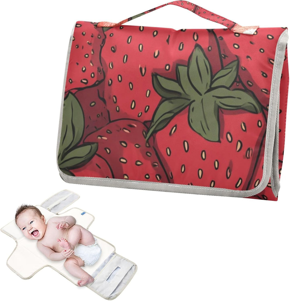 Portable Diaper Changing Pad Waterproof Foldable Travel Changing Mat with Built-in Pillow for Newborn Girls Boys Toddlers Moms Dads Parents Cherry Blossom - Colors B