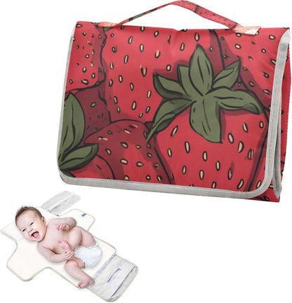 Portable Diaper Changing Pad Waterproof Foldable Travel Changing Mat with Built-in Pillow for Newborn Girls Boys Toddlers Moms Dads Parents Cherry Blossom - Colors B